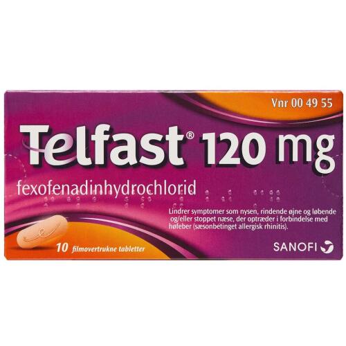 Køb Telfast Tablet, 120 mg, 10 stk.  online hos apotekeren.dk