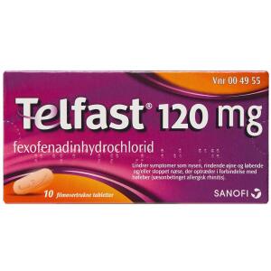 Køb Telfast 10 filmovertrukne tabletter 120 mg.  online hos apotekeren.dk