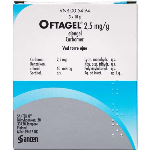 Køb OFTAGEL ØJENGEL 2,5 MG/G online hos apotekeren.dk