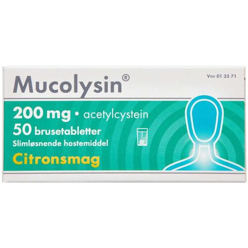 Køb MUCOLYSIN BRUSETABL 200 MG online hos apotekeren.dk