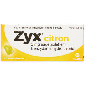 Køb ZYX Citron Sugetablet 3 mg 20 stk.  online hos apotekeren.dk