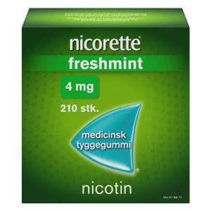 Køb Nicorette Freshmint medicinsk tyggegummi 4 mg. 210 stk. online hos apotekeren.dk