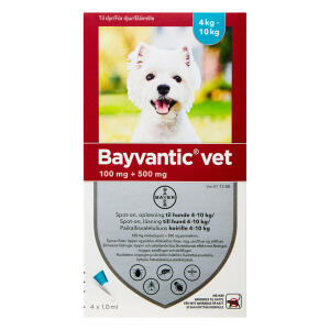 Køb Bayvantic Vet Til Hunde 4-10 kg 4 x 1 ml online hos apotekeren.dk