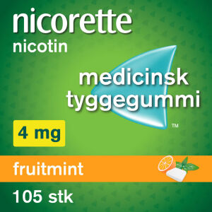 Køb Nicorette Nicorette® nikotintyggegummi Frutmint 4 mg 105 stk. online hos apotekeren.dk