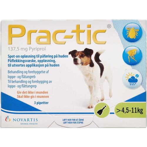 Køb Prac-tic spot-on 4,5-11 kg, 137,5 mg 3 stk. online hos apotekeren.dk