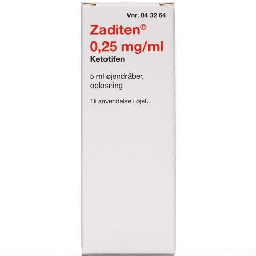 Køb ZADITEN ØJENDR OPL 0,25 MG/ML online hos apotekeren.dk