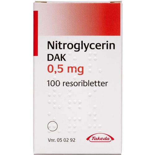 Køb NITROGLYC. RESORI.SUBL.0,5 MG online hos apotekeren.dk
