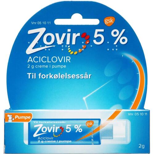 Køb Zovir Creme 50 mg/g, 2 g, pumpe online hos apotekeren.dk