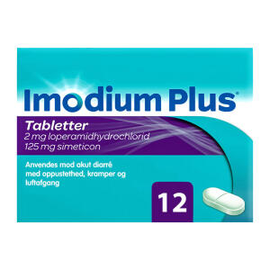 Køb Imodium Plus tabletter 2+125 mg, 12 stk.  online hos apotekeren.dk