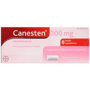 Køb Canesten® Vaginaltablet ved svampeinfektion i skeden - 100 mg 6 stk.  online hos apotekeren.dk