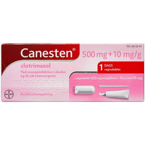 Køb Canesten® Vaginaltablet + Creme mod svampeinfektion (1 stk vaginaltablet og 20 g creme) online hos apotekeren.dk