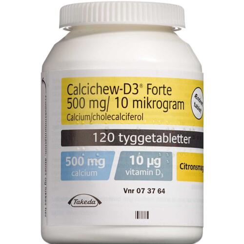 Køb CALCICHEW-D3 FORTE 500MG+10MIK online hos apotekeren.dk