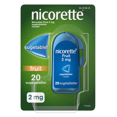 Køb Nicorette® sugetabletter Frugt 2 mg 20 stk.  online hos apotekeren.dk
