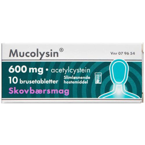 Køb Mucolysin Brusetabletter 600 mg. 10 stk.  online hos apotekeren.dk