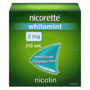 Køb Nicorette®  nikotintyggegummi Whitemint 2 mg 210 stk. online hos apotekeren.dk