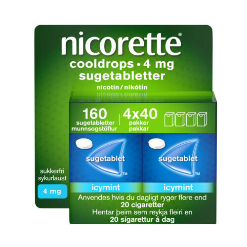 Køb Nicorette Cooldrops Sugetabletter 4mg 160 stk. online hos apotekeren.dk