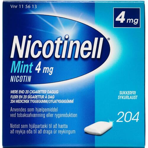 Køb Nicotinell Mint tyggegummi 4 mg, 204 stk online hos apotekeren.dk