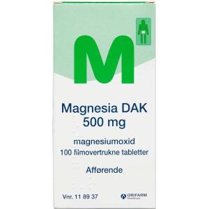 Køb MAGNESIA TABL 500 MG (DAK) online hos apotekeren.dk