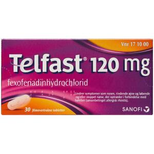 Køb Telfast Tablet, 120 mg, 30 stk.   online hos apotekeren.dk