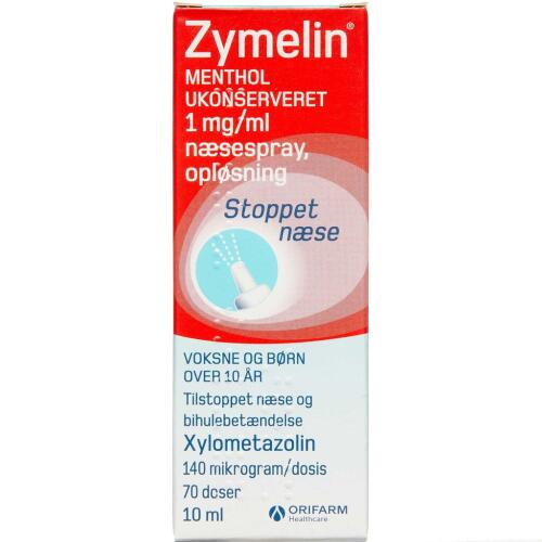Køb Zymelin Menthol Ukons. Næsespray 1 mg/ml online hos apotekeren.dk