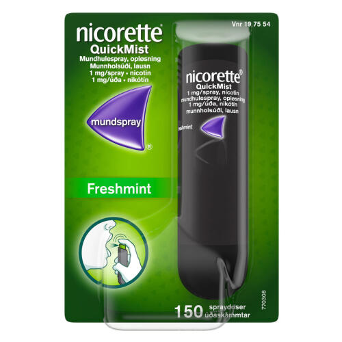 Køb Nicorette® QuickMist Freshmint mundspray  1x150 doser online hos apotekeren.dk