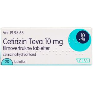 Køb CETIRIZIN TABL 10 MG (TEVA) online hos apotekeren.dk