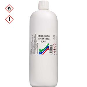 Køb Klorhexidin Farvet Sprit 0,5 % S.A. 1000 ml online hos apotekeren.dk