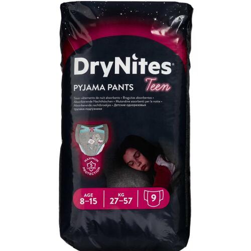 Køb DryNites Pyjama Pants girl 8-15 år 9 stk. online hos apotekeren.dk