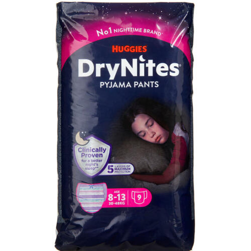 Køb DryNites Pyjama Pants girl 8-15 år 9 stk. online hos apotekeren.dk