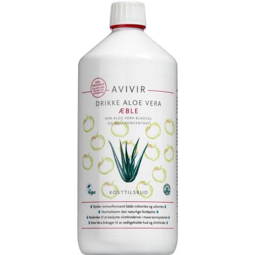 Køb AVIVIR Aloe Vera drik æble 1000 ml online hos apotekeren.dk