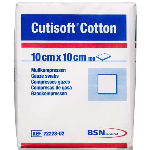 Køb Cutisoft Cotton Kompres 10 x 10 cm 100 stk. online hos apotekeren.dk
