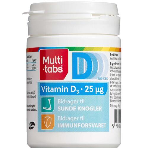 Køb Multi-tabs Vitamin D3 25 µg 180 stk. online hos apotekeren.dk