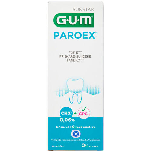 Køb GUM® PAROEX® Klorhexiden Mundskyl 0,06% 500 ml online hos apotekeren.dk