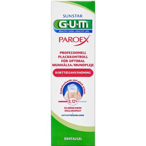 Køb GUM® PAROEX® Klorhexidin Gel 0,12 % 75 ml online hos apotekeren.dk