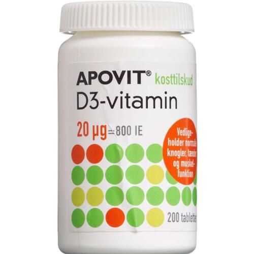 Køb Apovit D3-vitamin 20 mikg 200 stk. online hos apotekeren.dk