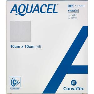 Køb Aquacel Hydrofiber sårbandage 10 x 10 cm 5 stk. online hos apotekeren.dk