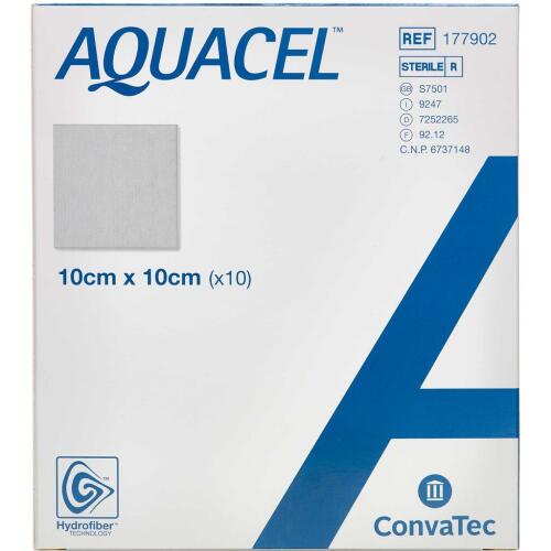 Køb Aquacel Hydrofiber sårbandage 10 x 10 cm 10 stk. online hos apotekeren.dk