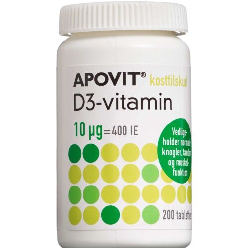 Køb Apovit D3-vitamin 10 mikg 200 stk. online hos apotekeren.dk