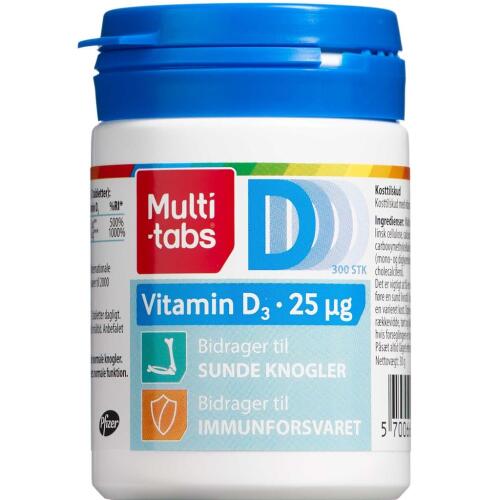 Køb Multi-tabs D3-vitamin 25 µg 300 stk. online hos apotekeren.dk