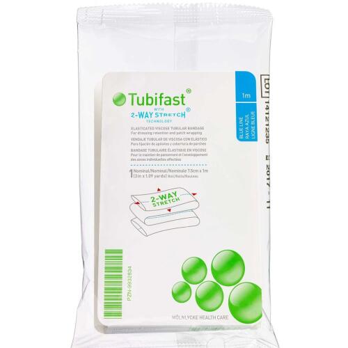 Køb Tubifast 2-WAY Stretch BLÅ 7,5 cm x 1 m. 1 stk. online hos apotekeren.dk