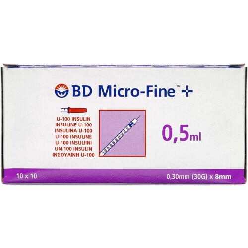 Køb BD Micro-Fine+ 50 enheder 8 mm 100 stk. online hos apotekeren.dk