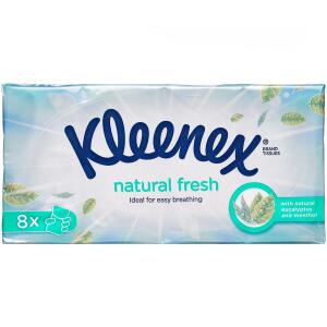 Køb Kleenex Natural Fresh Menthol Lommepakning 8 x 9 stk. online hos apotekeren.dk
