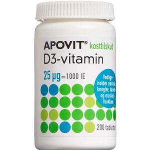 Køb Apovit D3-vitamin 25 mikg 200 stk. online hos apotekeren.dk