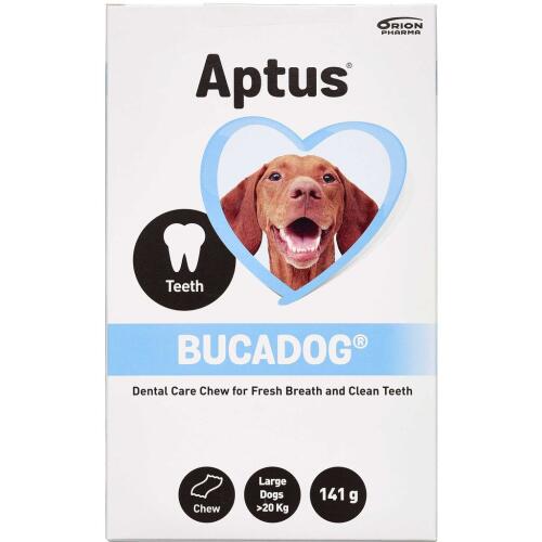 Køb Aptus Bucadog tyggelapper large 141 g (7-10 stk) online hos apotekeren.dk
