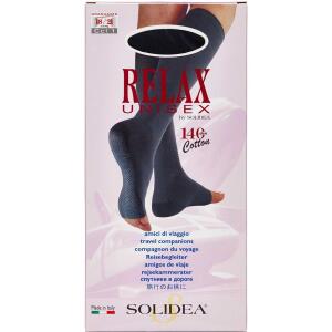 Køb Solidea Relax bomuldsstøttestrømpe med åben tå 140 (unisex) Sort - Str. M 1 par online hos apotekeren.dk
