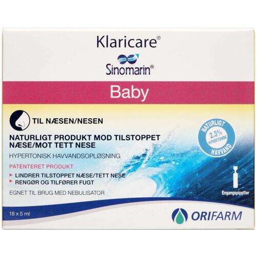 Køb Orifarm Klaricare Næsedråber til baby 18 x 5 ml online hos apotekeren.dk