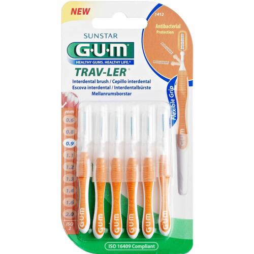 Køb GUM® TRAV-LER® mellemrumsbørste 0,9 mm 6 stk. online hos apotekeren.dk