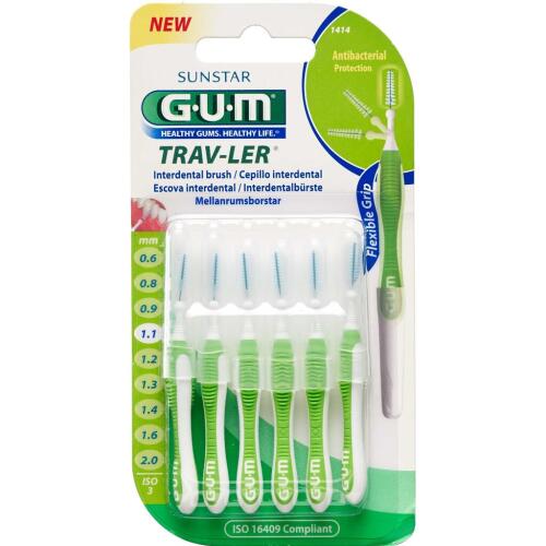Køb GUM® TRAV-LER® mellemrumsbørste 1,1 mm 6 stk. online hos apotekeren.dk