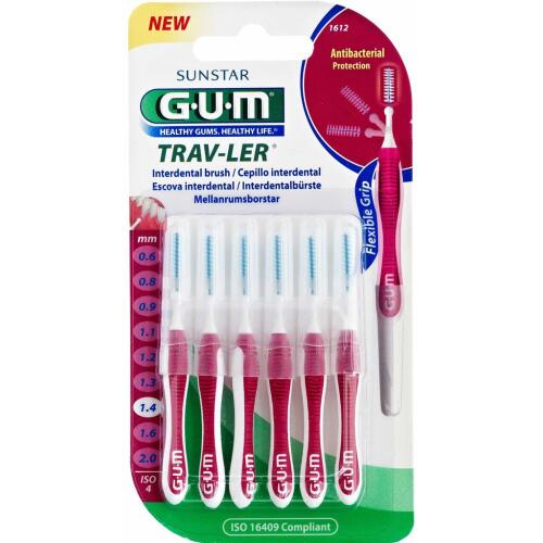 Køb GUM® TRAV-LER® mellemrumsbørste 1,4 mm 6 stk. online hos apotekeren.dk