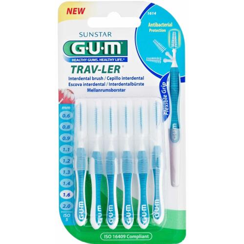 Køb GUM Travler mellemrumsbørste Nr. 1614 1,6 mm 6 stk. online hos apotekeren.dk